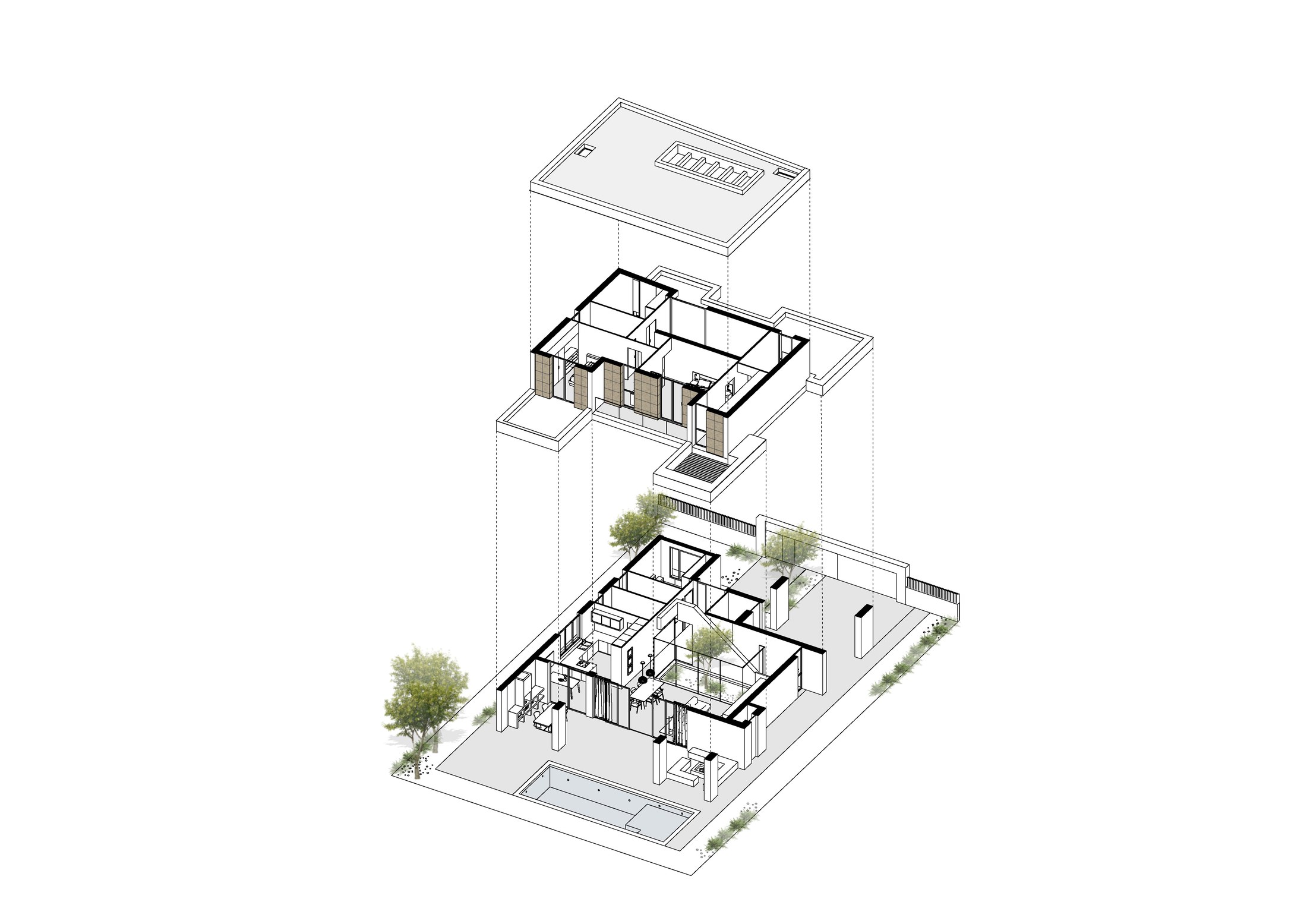 Casa Blancafort — Axonometría