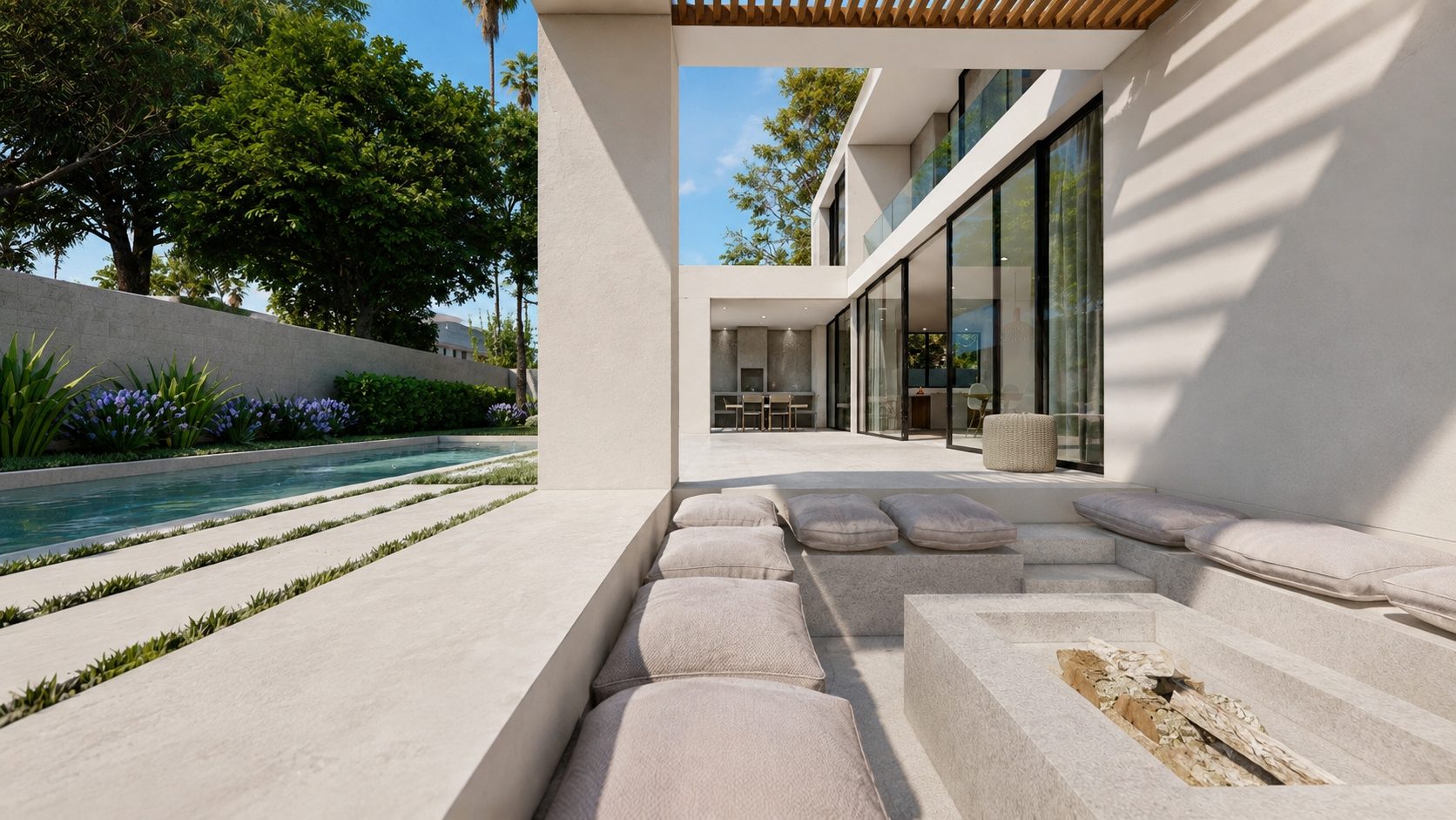 Casa Blancafort — Porche piscina estar