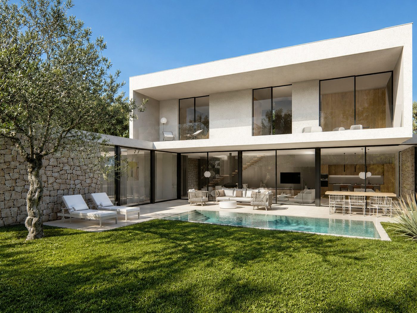 Casa Cosis — Jardín piscina piedra