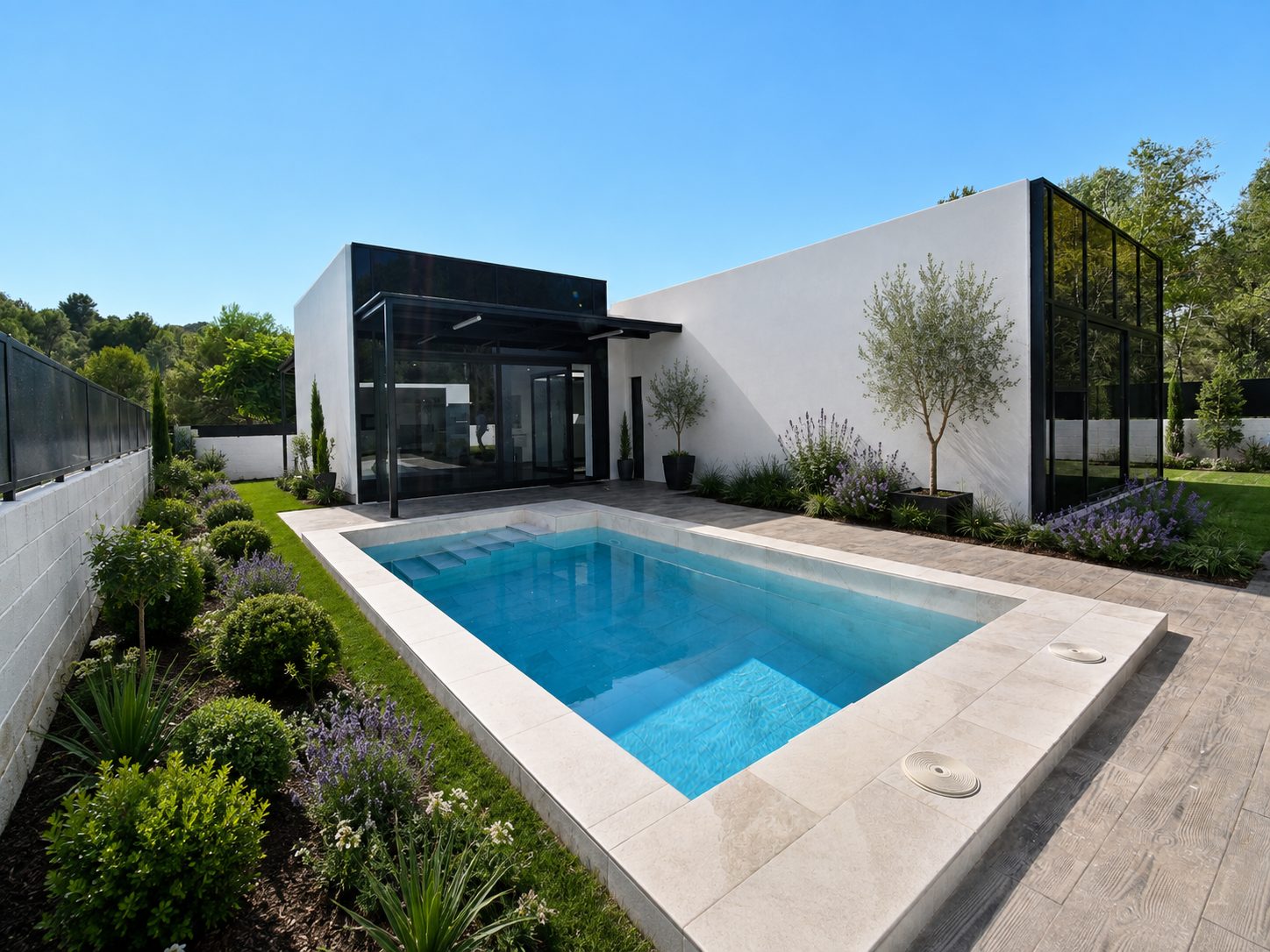 Casa Golf — Piscina fachada negra