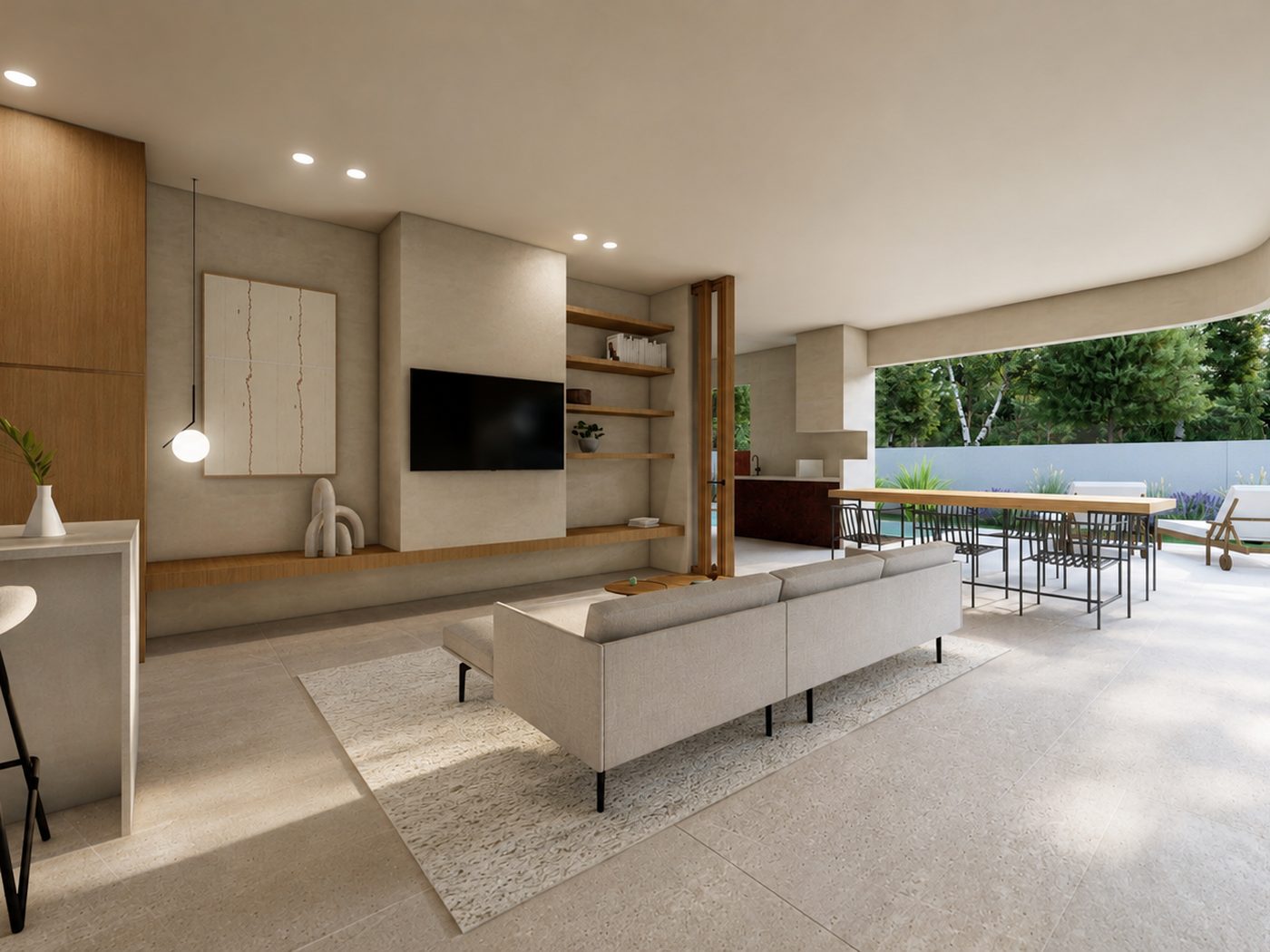 Casa LBC — Salón televisión piscina
