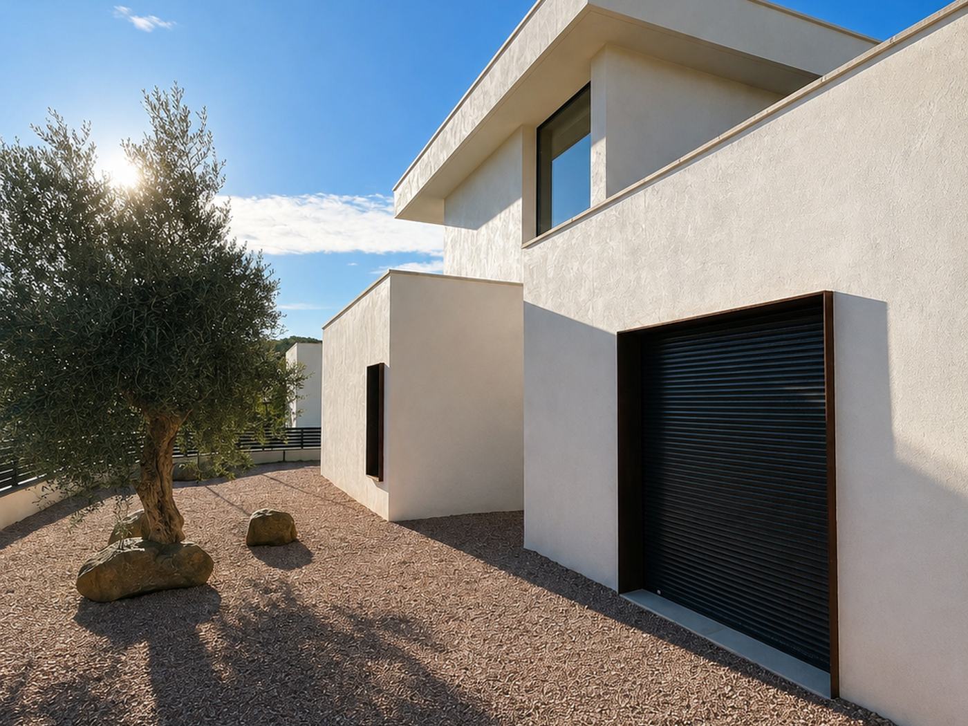 Casa Maresme — Fachada olivo grava