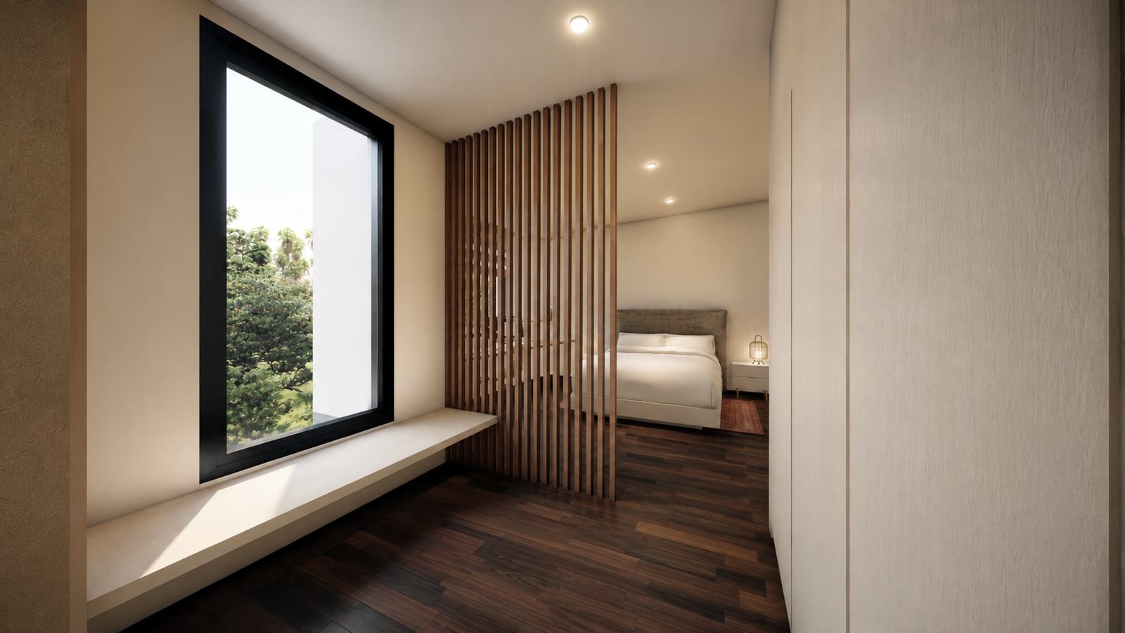 Ampliación Casa Marina — Dormitorio banco ventana