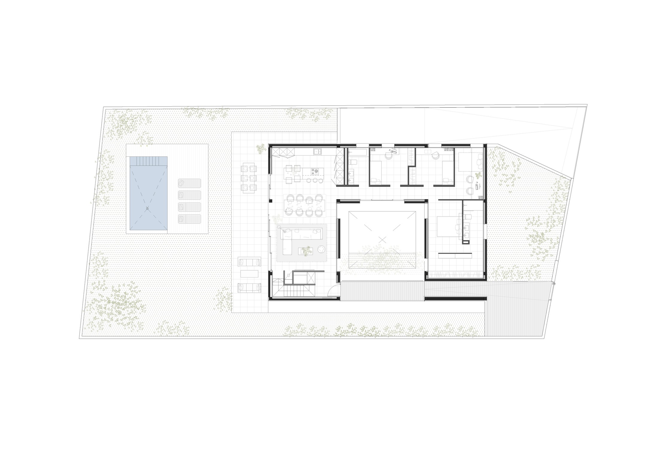 Casa O — Planta piscina