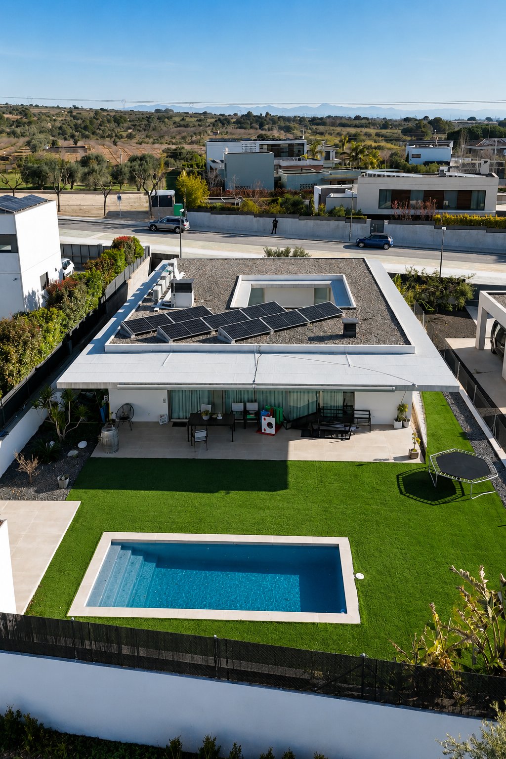ASAME arquitectura — vivienda unifamiliar con piscina y placas solares en cubierta