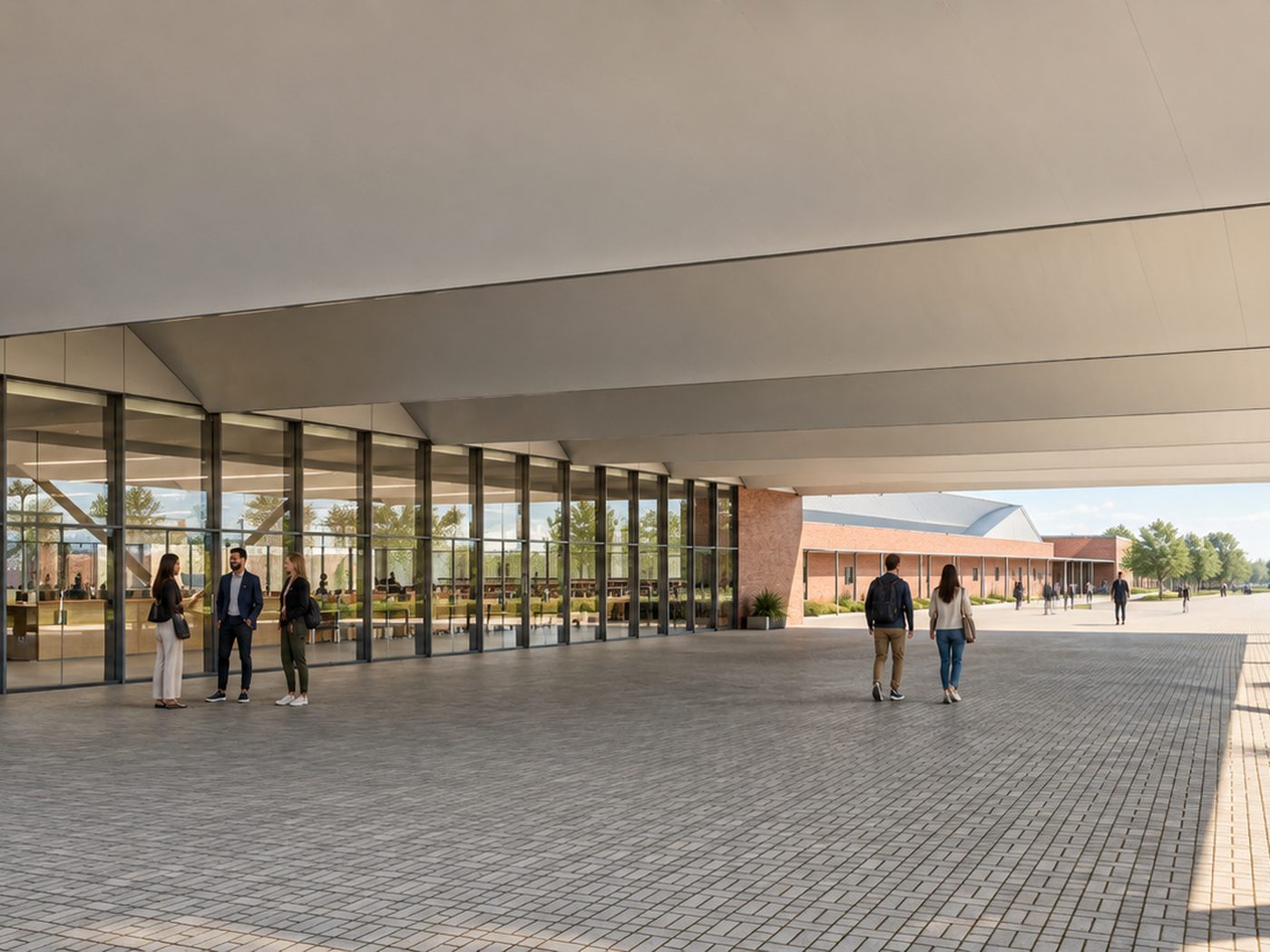 Reforma Polideportivo Camp de Ferro — porche de acceso acristalado