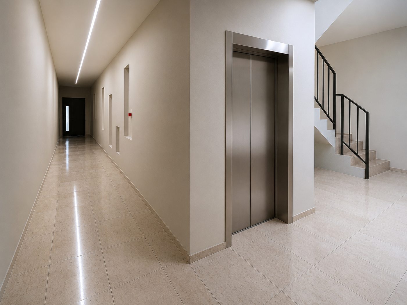 Viviendas Pallaresos — Pasillo ascensor